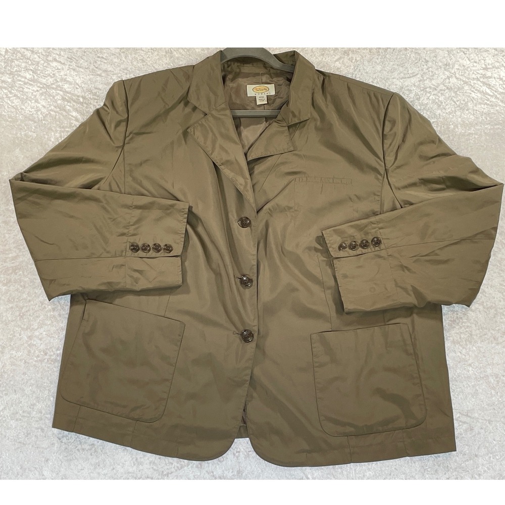 Talbots Blazer Women 20W Olive Bronze Good 3-Button Utility Professional